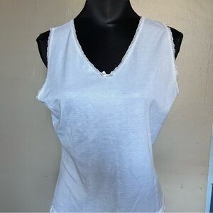 Basic Editions White lace trim baby doll tank top